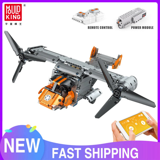 Mould King 15043 Military Airplan Building Block MOC-10855 Remote Control V-22 Osprey Model Assembly Brick Kids Christmas Gift