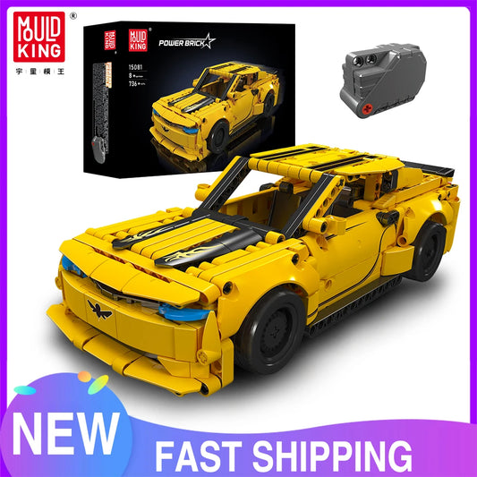 Mould King 15081 Technical Car Building Block The Yellow Bee Sport Car Model Assembly Pull Back Car Toys Kids Christmas Gifts