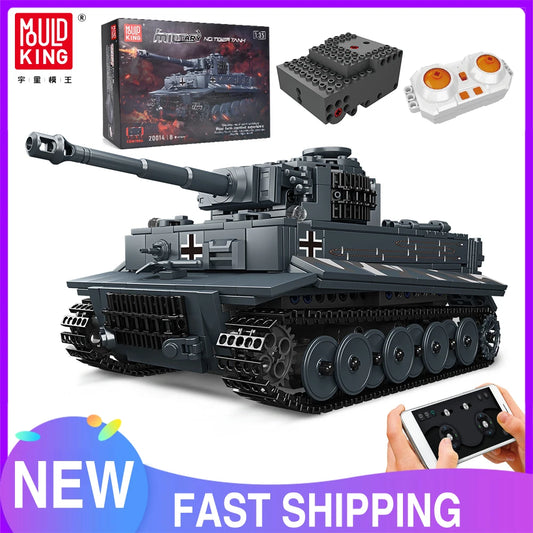 Mould King 20014 Military Toys The APP&RC Motorized Tiger Tank Model Assembly Technical Car Building Block Kids Christmas Gifts