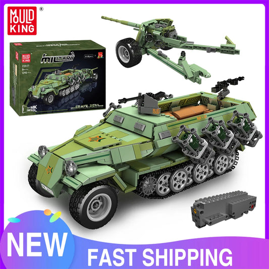 Mould King 20027 Military Tank Building Block The Remote Control SD.KFZ.251/1 Model Assembly Car Brick Kids Christmas Toys