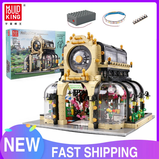 MOULD KING 16019 Street View Building Toys The MOC-26998 Botanical Garden With Led Part Building Block Brick Kids Christmas Gift
